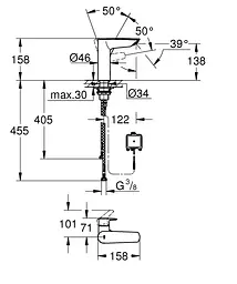 Змішувач для умивальника з інфрачервоною електронікою Grohe Eurosmart 239752433 Чорний матовий - мініатюра 5