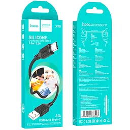 Дата кабель Hoco X90 Cool silicone USB to Type-C (1m) Black - мініатюра 6