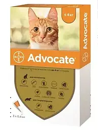 Краплі на холку для котів Elanco | Bayer - Advocate до 4кг( ціна за 1шт)