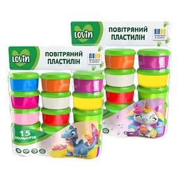 Набір для ліплення з повітряним пластиліном у стаканчиках, 15 кольорів, ТМ Lovin (7000219)