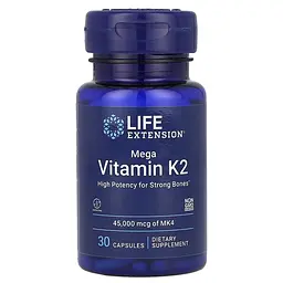 Вітамін K2 MK-4 Mega Vitamin K2 45000 mcg, 30 капсул Life Extension vit0004476