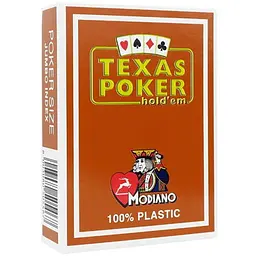 Карти гральні Modiano Texas Poker 100% Plastic 2 Jumbo Index (red) (PC_MPC100JR)
