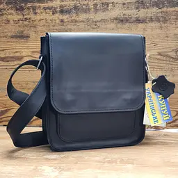 Чоловіча шкіряна сумка GS 23*21*6 см чорна (КЛ 001 черн) 200 мм
