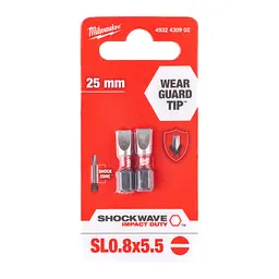 Біта SHOCKWAVE MILWAUKEE, SL0,8x5,5, 25мм, (2 шт) - мініатюра 2