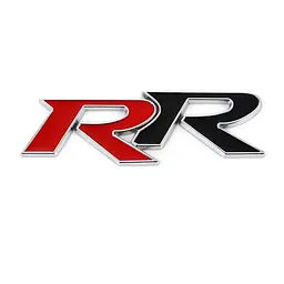 Емблема напис RR для Honda червона+чорний 106х35 мм метал (на скотчі)