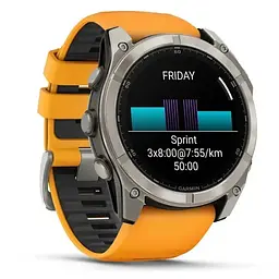 Смарт-годинник Garmin Fenix 8 51mm AMOLED Sapphire Graphite DLC Titanium with Spark Orange Silicone (010-02905-53) - мініатюра 2