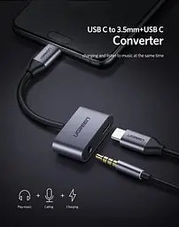Перехідник Ugreen CM193 - адаптер Usb-C - на 2 порти Type-C + 3.5mm Audio (UGR-50596) - мініатюра 3