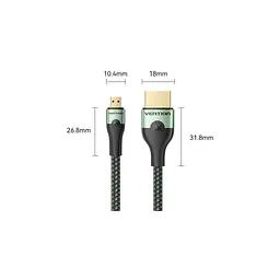 Кабель мультимедійний Vention HDMI M - HDMI micro M V2.0 8K 60Hz зелений 1 м (AGKGF) - мініатюра 3