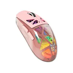 Комп'ютерна мишка Onikuma бездротова ігрова CW-930 Pro з RGB підсвіткою та 3 режимами підключення для ПК та ігор рожевий - мініатюра 2