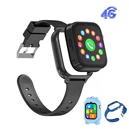 Дитячий розумний смарт-годинник Smart Watch T53 з GPS відеодзвінком прослуховуванням + 2 додаткові корпуси Чорний - мініатюра 2