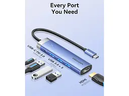 Мультипортовий адаптер Vention 5-in-1 USB-C to HDMI/USB3.0x3/PD (TGESB) - мініатюра 7