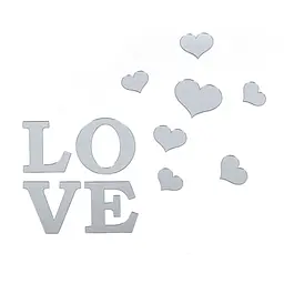 Дзеркальний декор акриловий самоклеючий Love срібло,11шт (D) SW-00002495 - мініатюра 4