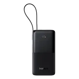 Зовнішній акумулятор Baseus Bipow 2 20000 mAh 20 W з вбудованим кабелем чорний - мініатюра 2