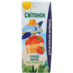 Сік Світанок Солодке яблуко з м'якоттю 200 мл (946447) - мініатюра 2
