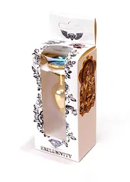 Анальна пробка - Jewellery Gold Plug Light Blue - мініатюра 8