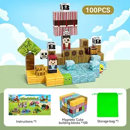 Магнітний конструктор Minecraft 100 шт по грі Майнкрафт Піратський корабель Mk001054 - мініатюра 5