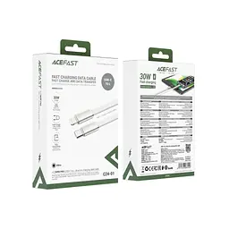 Дата кабель USB 2.0 AM to Lightning 1.2m 30W nylon white Acefast (6974316286240) - мініатюра 5