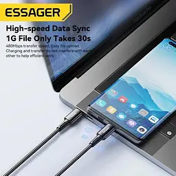 Кабель Essager Sunset Type C to Type C 240W Data cable 2 м Dark Grey (EXCTT3-CGA0G-P) - мініатюра 5