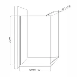Душова стінка Imprese Walk-In з профілем та тримачем, 110x200 см, скло mávat black matt s09111004MV, інтимато, чорний матовий - мініатюра 2