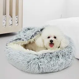 Плюшева лежанка Люпосанчик Grey Plush Pet Bed для котів та собак d 100 см - мініатюра 3