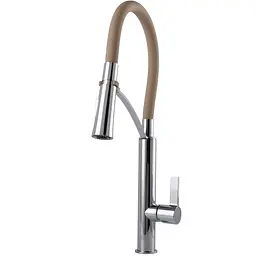 Змішувач для кухні TOPAZ MODERNO TMD-8817-H23-BG бежевий з гофро-гусаком та лійкою-душем - мініатюра 5