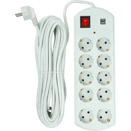 Мережевий фільтр живлення PowerPlant 10м, 10 розеток, USB, євро, 100% мідь (YS-N6065/10) (EX610563) - мініатюра 2