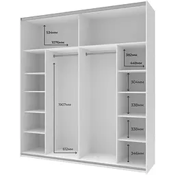 Шафа-купе Doros G-Caiser Білий / Білий вставка Бетон 2 ДСП / 4 частини 220х60х240 (42003004) - мініатюра 2