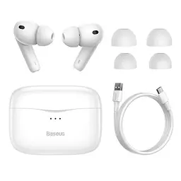 Навушники Bluetooth Baseus SIMU ANC True Wireless Earphones S2 | 42/480mAh, 6/24Hours (NGS2-02) white - мініатюра 6