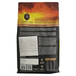 Корм сухий Ambrosia Grain Free Dog Adult Sensitive Fresh Turkey & Rabbit для дорослих собак усіх порід зі свіжою індичкою та кроликом 2 кг - мініатюра 2