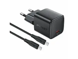 Мережевий зарядний пристрій Acefast A117 mini 20 W Type-C cable Black (6974316286509) - мініатюра 2