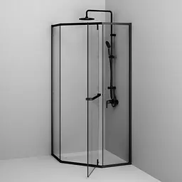 Душова кабіна AM.PM Gem 5-corner Pivot 90x90 см без піддону black W90UG-405-9090-BT - мініатюра 7