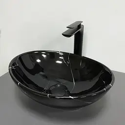 Умивальник VBI Parma black marmo glossy накладний VBI-011023, Чорний