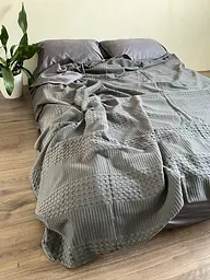 Покривало Zeintex Марокко вафельне бавовняне темно-сіре 230х320 см - мініатюра 8
