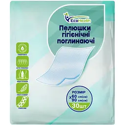 Одноразові пелюшки гігієнічні EcoHealth 90х60 см 30 шт.