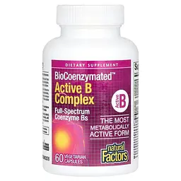 Комплекс вітамінів групи B Natural Factors BioCoenzymated Active B Complex, 60 вегакапсул для нервової системи - мініатюра 3