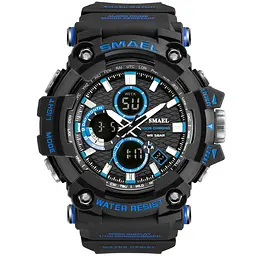 Наручний годинник чоловічий Smael 1802 Black Blue (15174)