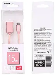 Кабель Miniso OTG Cable для Android 0.15m 2.1A Rose Gold (0500020221) - мініатюра 2