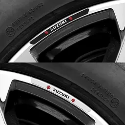Емблема обода колеса Suzuki 4 шт Алюміній наклейка на диски на скотчі Сірі - мініатюра 3