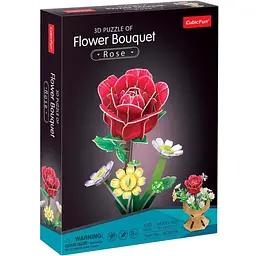 Тривимірна головоломка-конструктор Cubic Fun Flower Bouquet Rose Букет квітів Троянда (W3301h) - мініатюра 2