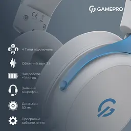 Навушники GamePro Asgard Skadi Wireless White/Blue (HSW191WB) - мініатюра 12