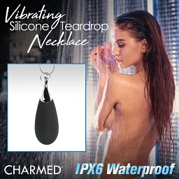 Кольє з підвіскою вібратором Charmed Vibrating Silicone Teardrop Neckl, 90 см (чорний) - мініатюра 7