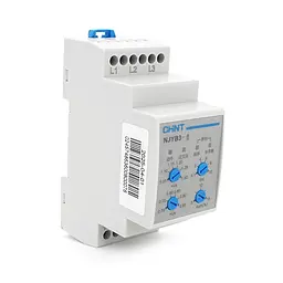 Реле контролю фаз CHINT NJYB3-8 AC380V, 3F3P, Захист U+(1,05~1,3)*Us/U-(0,7~0,95)*Us,Затримка 0,1~10с, Ue2 Ie0.75/0.47, 1CO+1NO