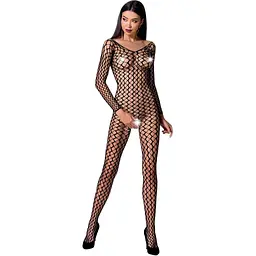 Бодістокінг Passion BS068 Black, комбінезон, велика сітка, довгий рукав - мініатюра 3