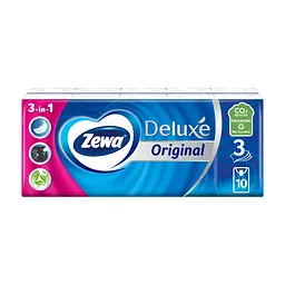 Серветки косметичні Zewa Deluxe 3 шари 10 шт х 10 пачок (9011111516145)