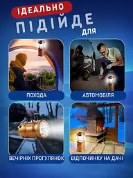 Кемпінговий ліхтарик-лампа 2 в 1світлодіодний акумуляторний на сонячній батареї з функцією PowerBank Золотий (77006053) - мініатюра 8