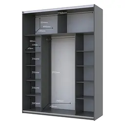 Шкаф купе Doros G-Caiser Графіт / Дуб Евок 1 ДСП / 1 дзеркало / 3 частини 180х60х240 (42005013) - мініатюра 4