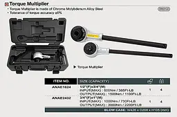 Редуктор-підсилювач мультиплікатор TOPTUL 3/4"х1" 1000-3000Nm ANAE2432 - мініатюра 3