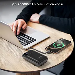 Повербанк 20000mAh Choetech B696 Black QC3.0 PD3.0 бездротова зарядка смартфонів та Apple Watch (43-00132) - мініатюра 6