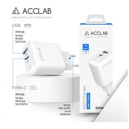 Зарядний пристрій ACCLAB AL-TC220 (1xUSB, 1xUSB-C) (1283126556494) - мініатюра 3