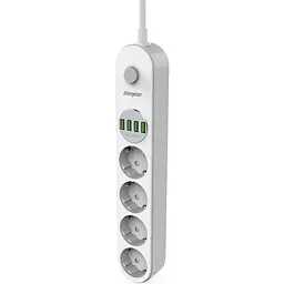 Мережевий фільтр Power filtr 2.0м 4 розетки, 4xUSB 3.4A, з заземленням білий (EPB2500W00EU)